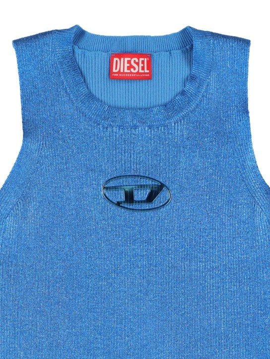 Diesel Kids: Débardeur en coton côtelé - Bleu - kids-girls_1 | Luisa Via Roma