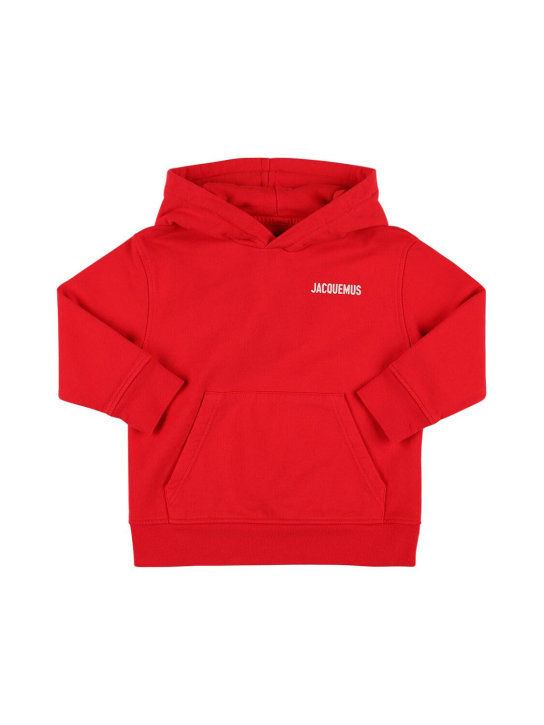 Jacquemus: Hooded cotton sweatshirt - Red - kids-boys_0 | Luisa Via Roma