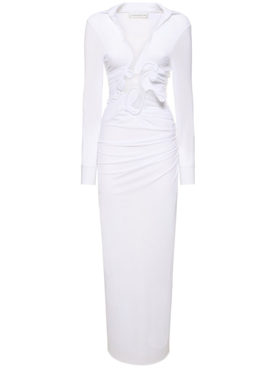 Christopher Esber: Venus Plunge embellished l/s maxi dress - Beyaz - women_0 | Luisa Via Roma