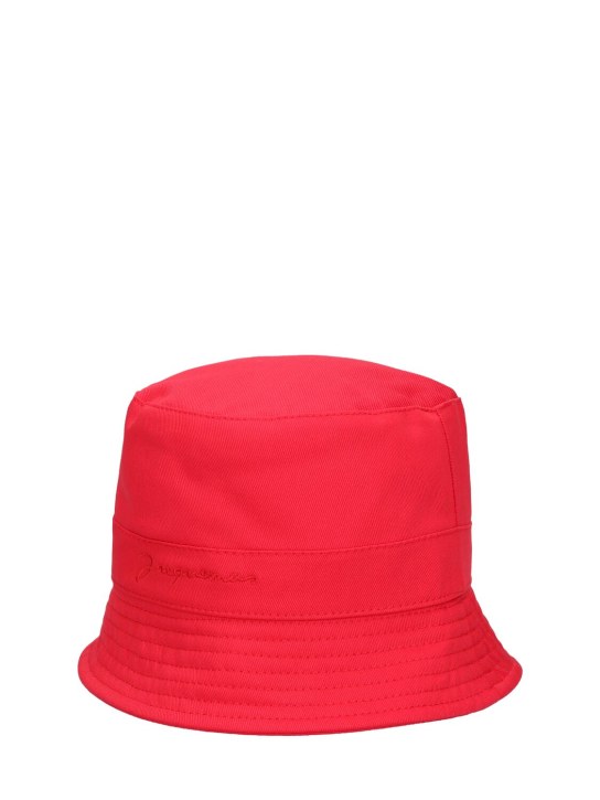 Jacquemus: Cotton bucket hat - Red - kids-girls_1 | Luisa Via Roma