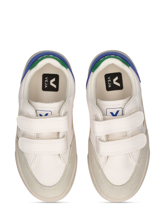 Veja: V-12 chrome-free leather sneakers - White/Multi - kids-girls_1 | Luisa Via Roma