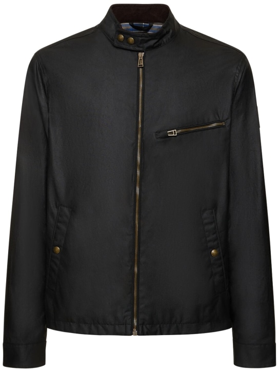 Belstaff: Walkham waxed cotton biker jacket - Black - men_0 | Luisa Via Roma