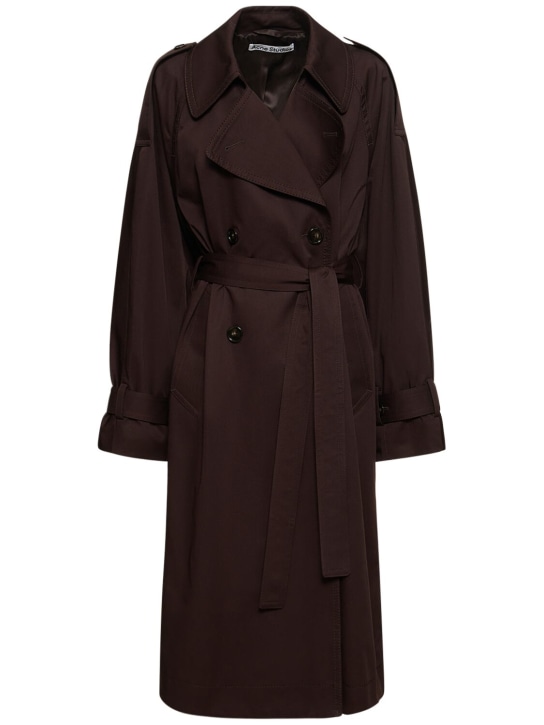 Acne Studios: Trench-coat en gabardine de sergé Olande R - Marron Foncé - women_0 | Luisa Via Roma