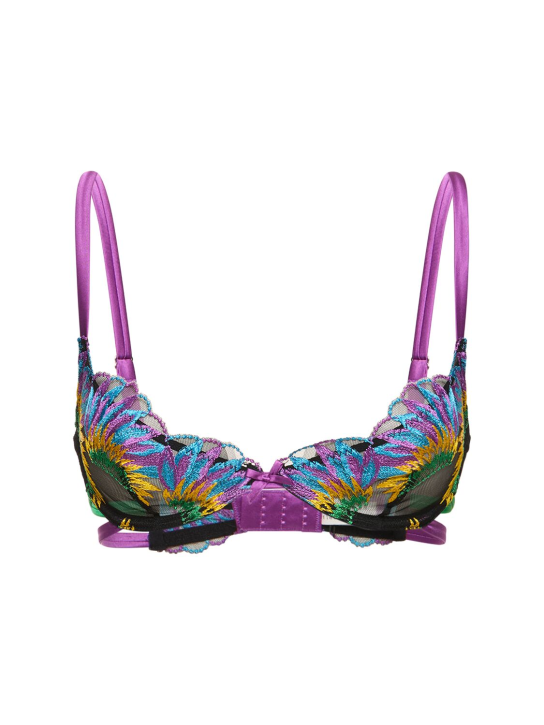 Fleur Du Mal: Carnival embroidered strappy demi bra - Multicolor - women_0 | Luisa Via Roma