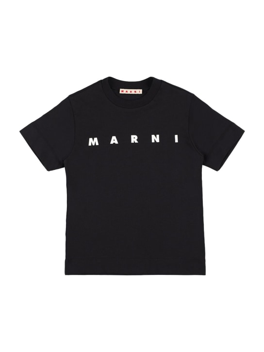Marni Junior: コットンジャージーTシャツ - ブラック - kids-boys_0 | Luisa Via Roma