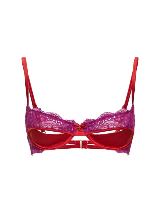 Fleur Du Mal: Naomi cutout lace balconette bra - Red/Purple - women_0 | Luisa Via Roma