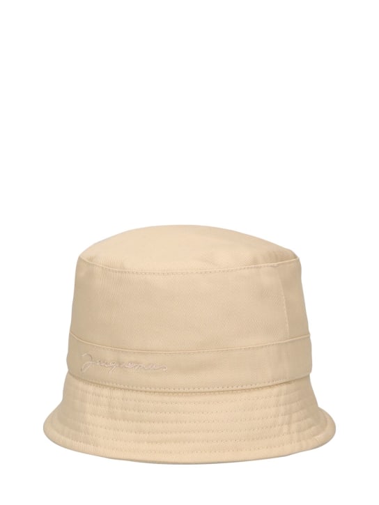 Jacquemus: Cotton bucket hat - Dark Beige - kids-girls_1 | Luisa Via Roma
