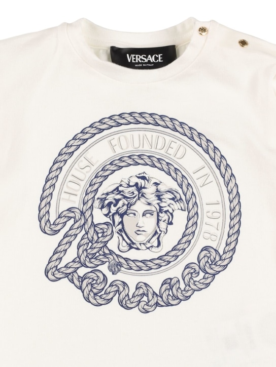 Versace: Printed logo cotton jersey t-shirt - White - kids-boys_1 | Luisa Via Roma