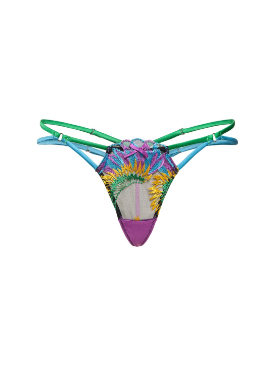 Fleur Du Mal: Carnival embroidered g-string thong - Multicolor - women_0 | Luisa Via Roma