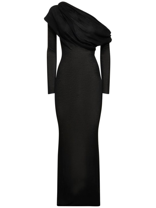 Christopher Esber: Radial Wave wool knit maxi dress - Black - women_0 | Luisa Via Roma