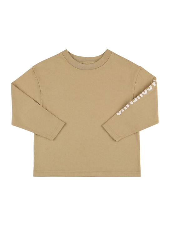 Jacquemus: Camiseta de jersey de algodón estampada - Beige Oscuro - kids-girls_0 | Luisa Via Roma