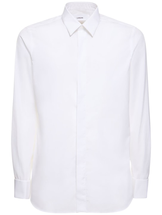 Lardini: Cotton evening shirt - Beyaz - men_0 | Luisa Via Roma