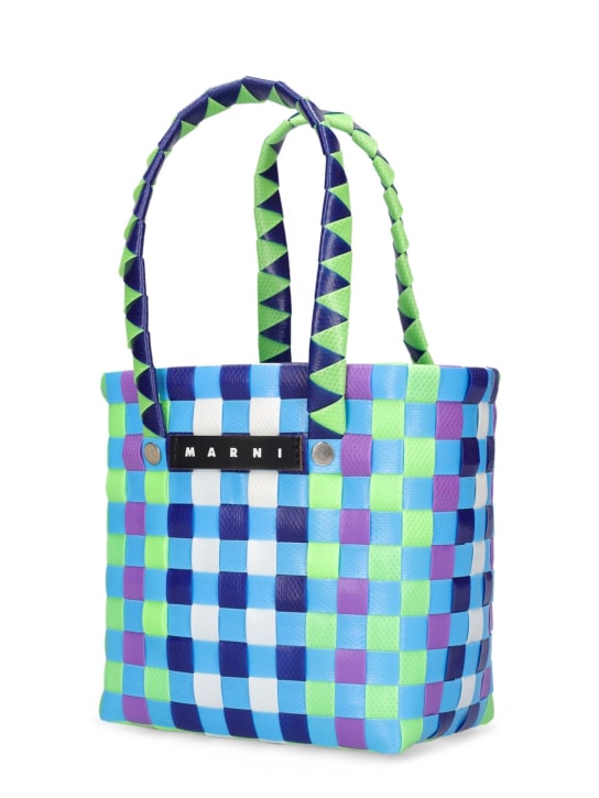 Marni Junior: Color block woven basket bag w/ logo - Mavi - kids-girls_1 | Luisa Via Roma
