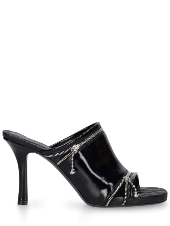 Burberry: 85mm LF Peep leather mule sandals - Black - women_0 | Luisa Via Roma