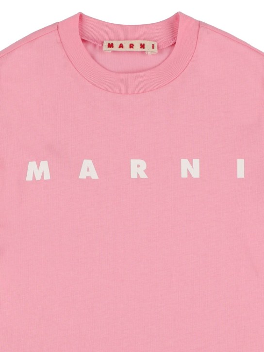 Marni Junior: T-shirt in jersey di cotone con logo - Rosa - kids-girls_1 | Luisa Via Roma