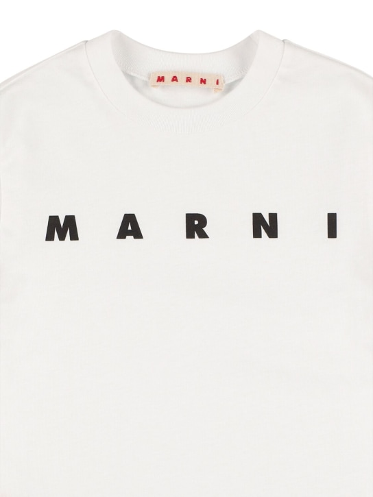 Marni Junior: T-shirt en jersey de coton à imprimé logo - Blanc - kids-boys_1 | Luisa Via Roma