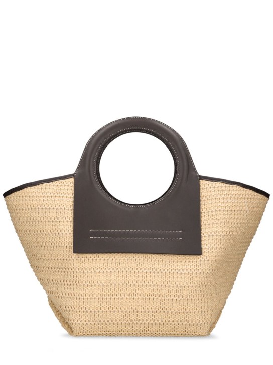 Hereu: Small Cala raffia top handle bag - Natural/Dark Br - women_0 | Luisa Via Roma