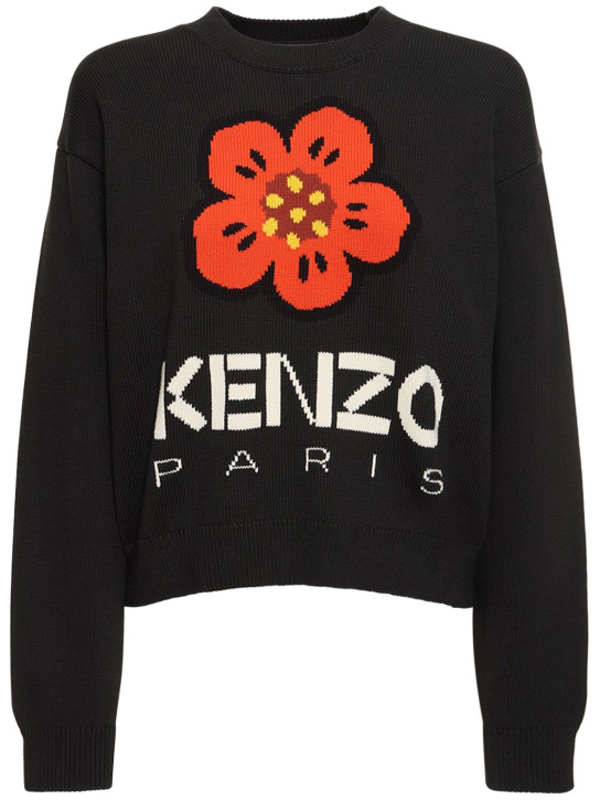 Kenzo Paris: Pull-over en coton Boke - Noir - women_0 | Luisa Via Roma