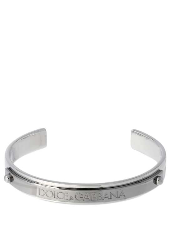 Dolce&Gabbana: DG logo cuff bracelet - Gümüş - men_0 | Luisa Via Roma