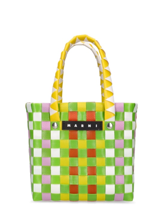 Marni Junior: Color block woven basket bag w/ logo - Yeşil - kids-girls_0 | Luisa Via Roma