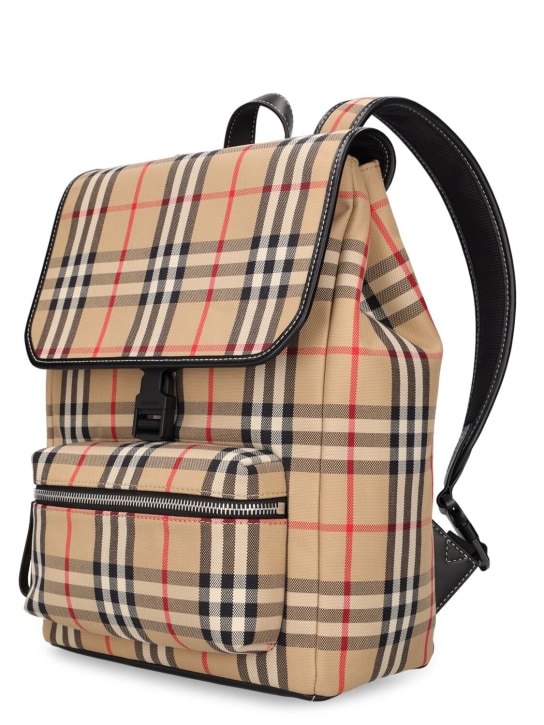 Burberry: Zaino in tela di cotone check - kids-girls_1 | Luisa Via Roma