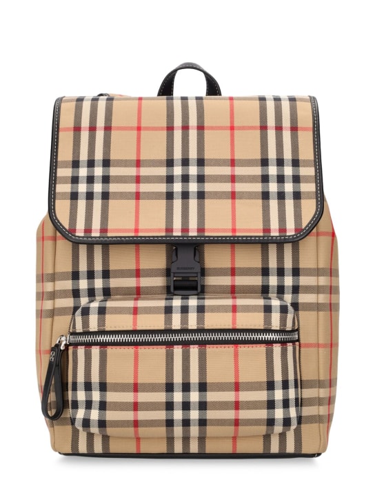 Burberry: Zaino in tela di cotone check - kids-girls_0 | Luisa Via Roma