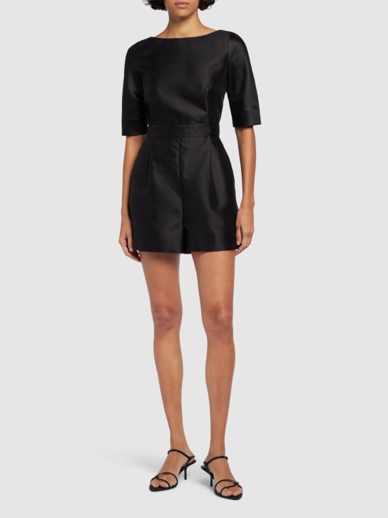 Max Mara: Sandalo silk & cotton short jumpsuit - Black - women_1 | Luisa Via Roma