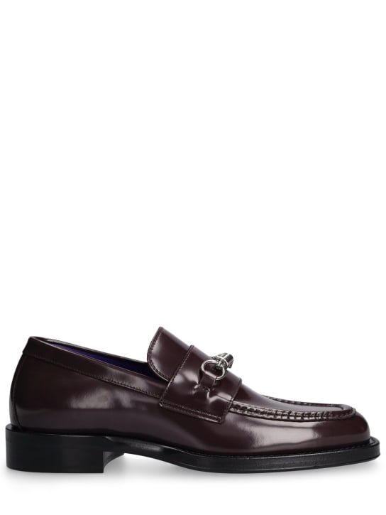 Burberry: MF Barbed leather loafers - Poison - men_0 | Luisa Via Roma