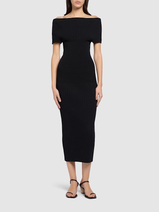 Sportmax: Feritos stretch viscose midi dress - women_1 | Luisa Via Roma