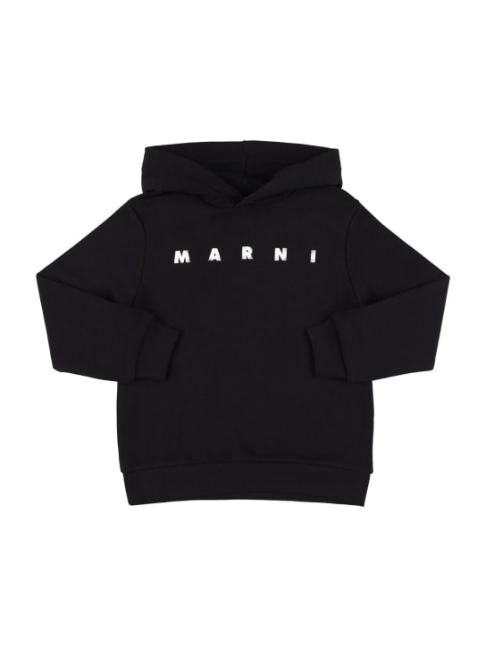 Marni Junior: Sweat-shirt en coton à capuche - Noir - kids-boys_0 | Luisa Via Roma