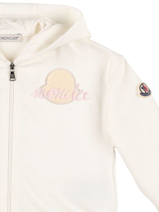 Moncler: Stretch cotton hoodie & sweatpants - Beyaz - kids-girls_1 | Luisa Via Roma