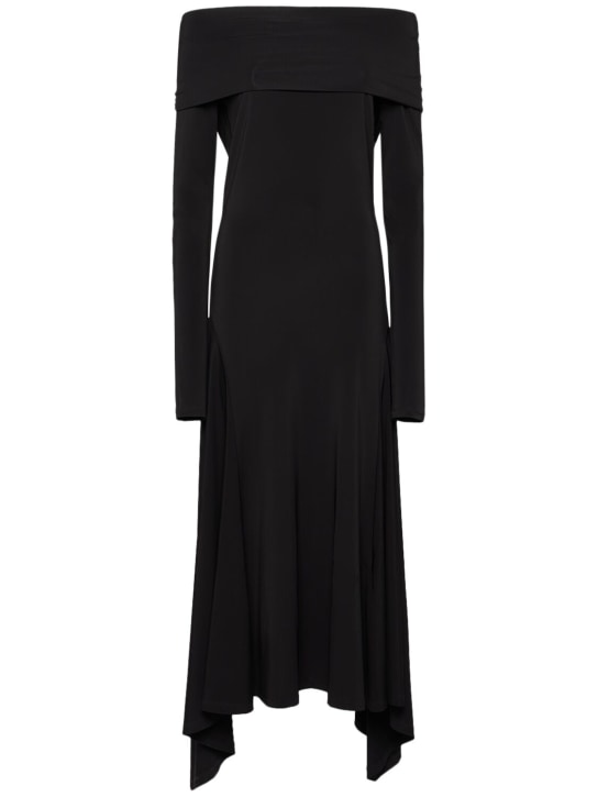 Max Mara: Gerla stretch jersey long dress - Black - women_0 | Luisa Via Roma