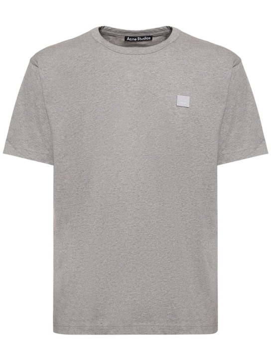 Acne Studios: Cotton jersey short sleeve t-shirt - Light Grey - men_0 | Luisa Via Roma