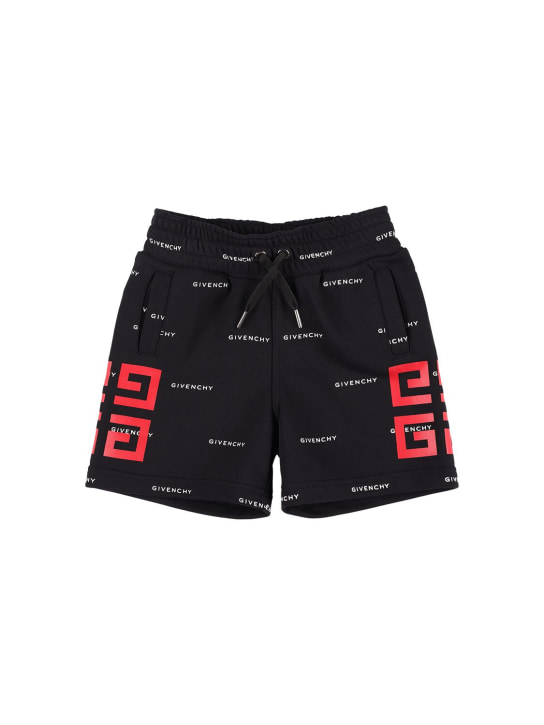 Givenchy: Shorts de felpa de algodón - Negro - kids-boys_0 | Luisa Via Roma