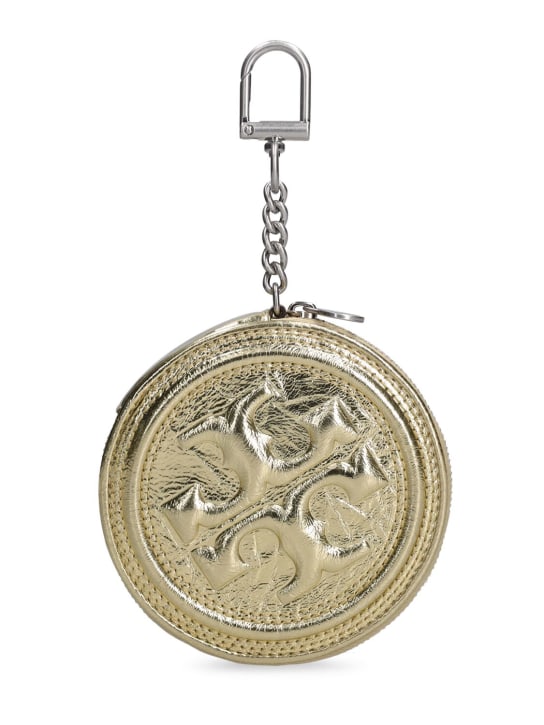 Tory Burch: Fleming soft metallic coin pouch - Altın Rengi - women_0 | Luisa Via Roma