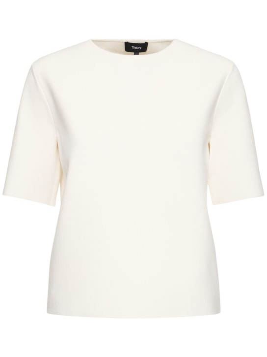 Theory: 紧凑科技织物绉纱T恤 - 白色 - women_0 | Luisa Via Roma