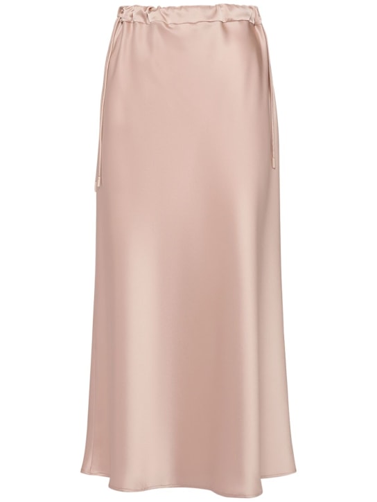 Max Mara: Editore satin elastic midi skirt - Pink - women_0 | Luisa Via Roma