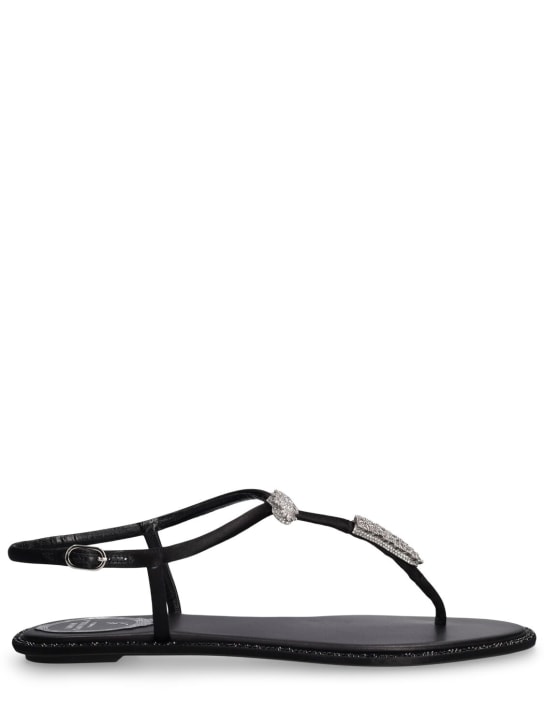 René Caovilla: 10mm Embellished satin sandals - Siyah - women_0 | Luisa Via Roma