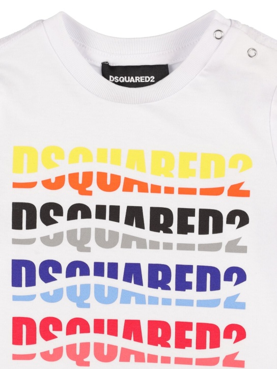 Dsquared2: 프린티드 코튼 저지 티셔츠 - 화이트 - kids-girls_1 | Luisa Via Roma