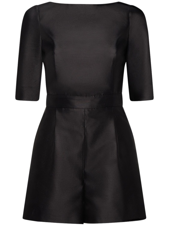 Max Mara: Sandalo silk & cotton short jumpsuit - Black - women_0 | Luisa Via Roma