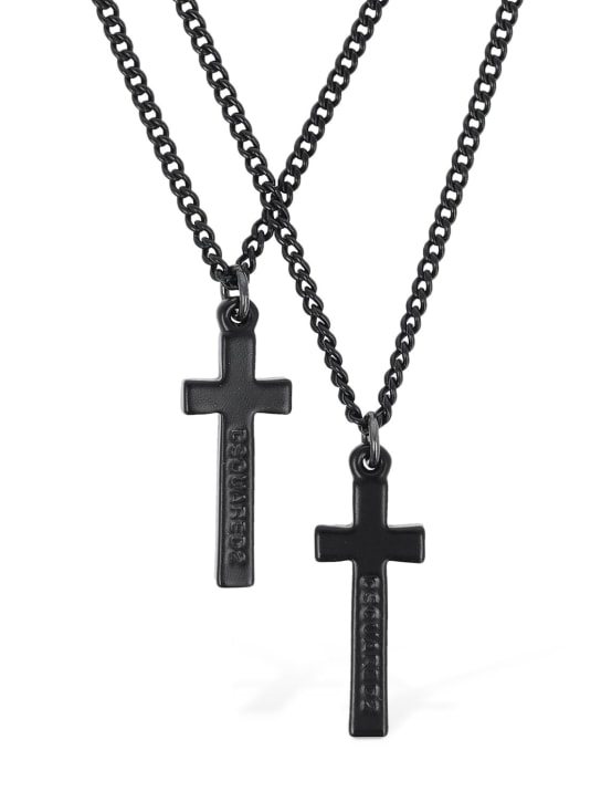Dsquared2: Jesus double chain necklace - Siyah - men_0 | Luisa Via Roma