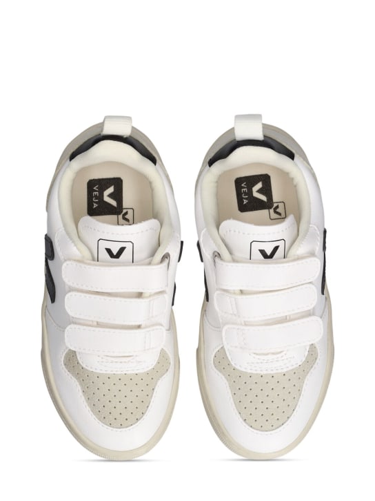 Veja: Sneakers à scratch en coton biologique enduit V-10 - Blanc/Noir - kids-girls_1 | Luisa Via Roma
