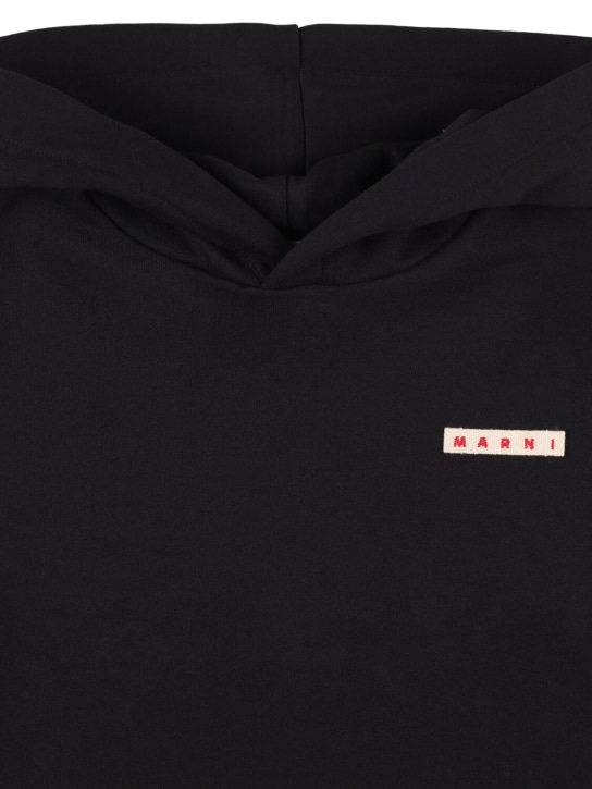 Marni Junior: Logo print cotton hoodie - Black - kids-boys_1 | Luisa Via Roma