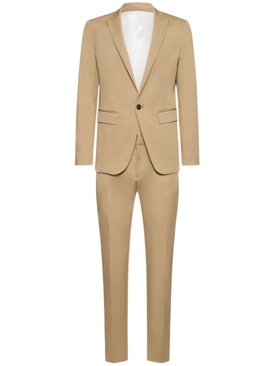 Dsquared2: Berlin Fit single breasted cotton suit - Beige - men_0 | Luisa Via Roma