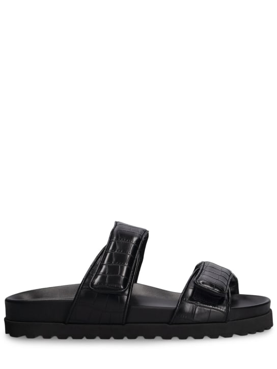 Gia Borghini: 10mm Leather sandals - Black - women_0 | Luisa Via Roma