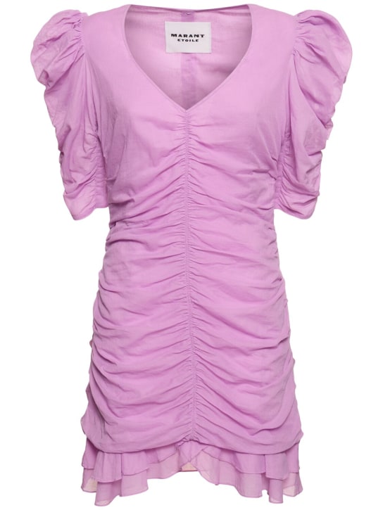 Marant Etoile: Sireny gathered cotton mini dress - Pembe - women_0 | Luisa Via Roma