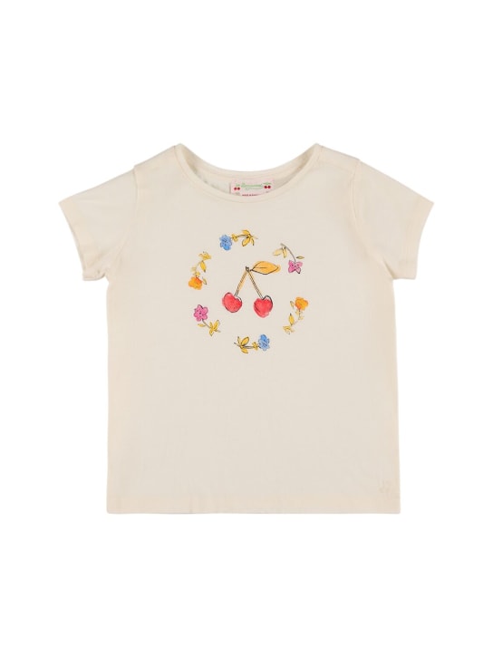 Bonpoint: T-shirt en jersey de coton imprimé - Beige - kids-girls_0 | Luisa Via Roma