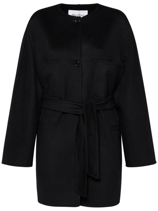 Max Mara: Albata cashmere short coat - Siyah - women_0 | Luisa Via Roma