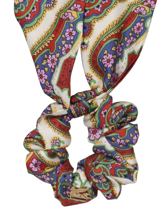 Etro: Silk twill scrunchie w/ties - Multicolor - women_1 | Luisa Via Roma