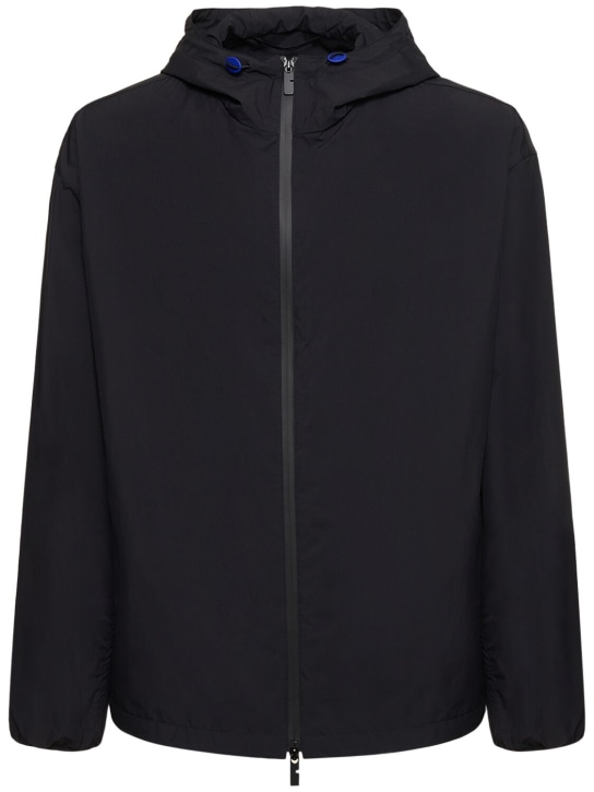 Burberry: Nylon waterproof hooded jacket - Black - men_0 | Luisa Via Roma